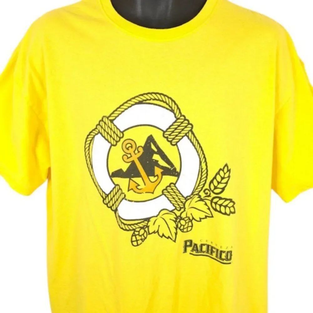 Cerveza Pacifico T Shirt Mens Size XL Yellow Mexican Beer Breweriana
